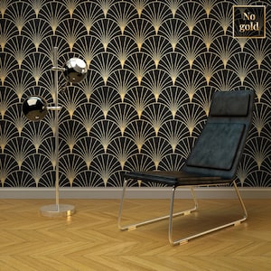 Carta da parati art deco nera, murale scuro, riposizionabile, stacca e incolla, carta da parati geometrica astratta, rotolo di carta da parati, decorazione murale