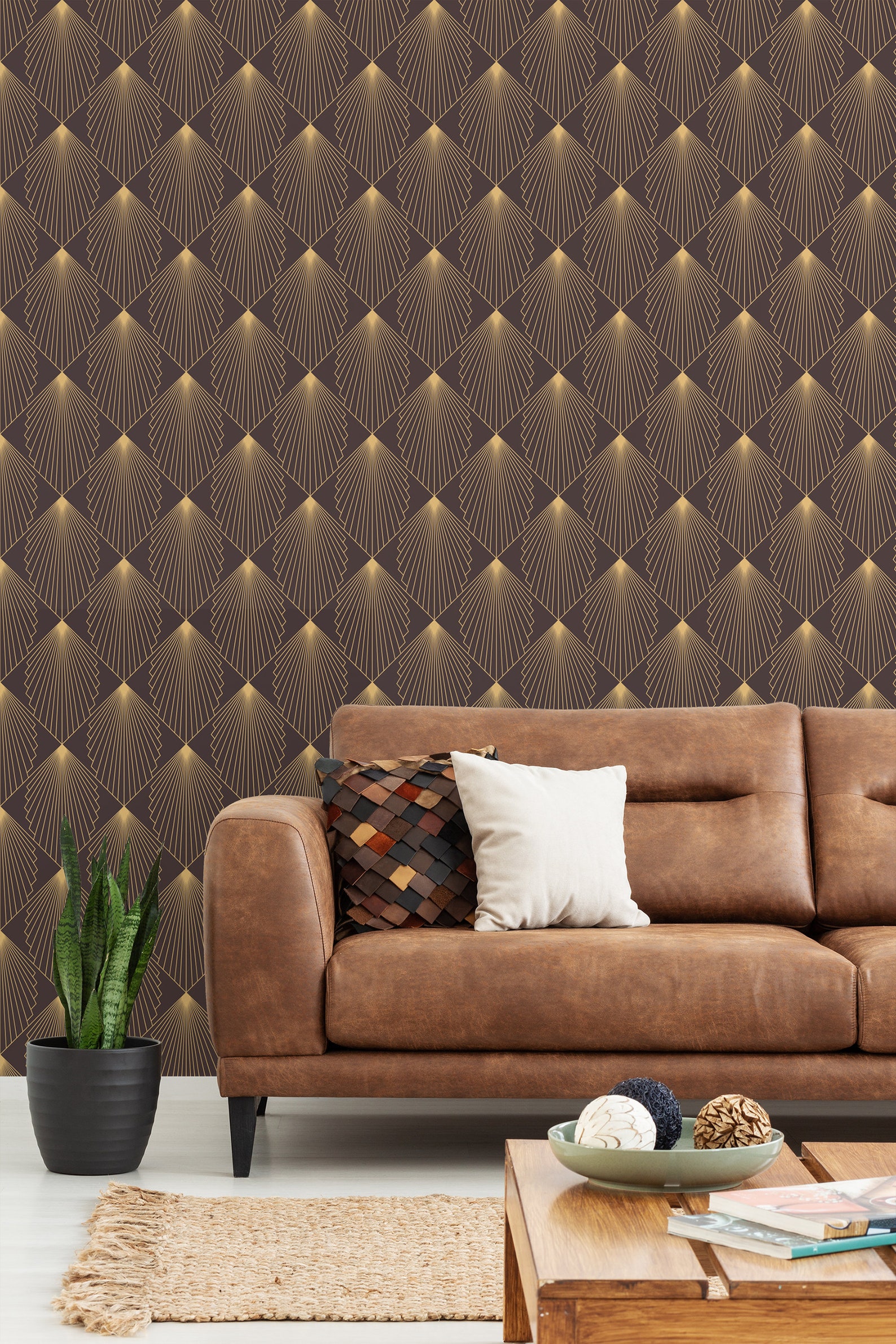 Dark art deco wallpaper removable wallpaper art deco vintage Etsy