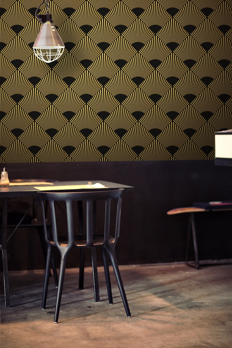 Art deco peel /'n stick wallpaper vintage geometric pattern temporary wallpaper removable wallpaper self adhesive wallpaper wall mural