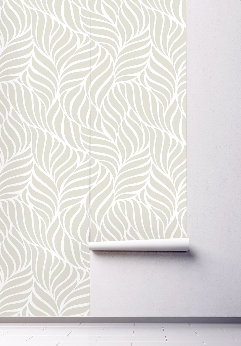 Abstract Leaf Wallpaper Peel and Stick Wall Mural Etsy