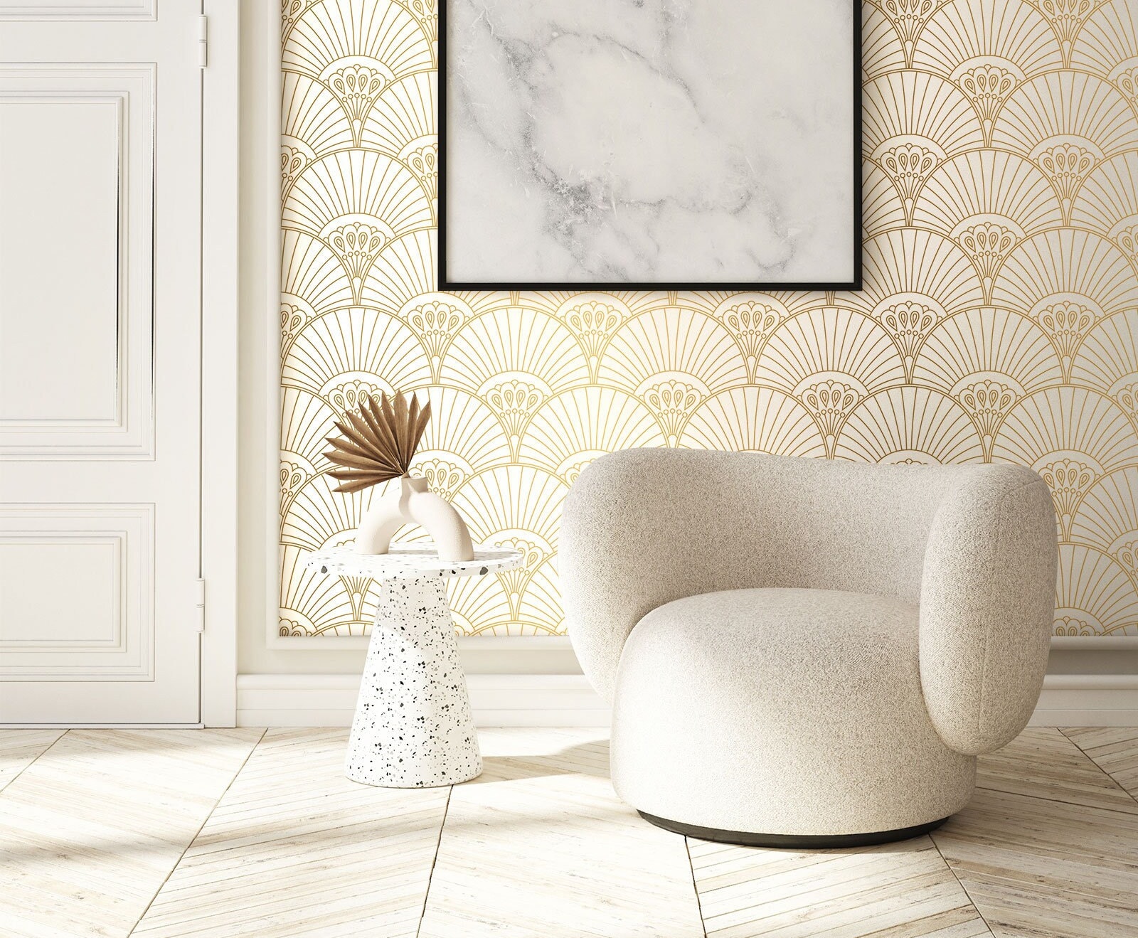 Elegant Art Deco Wallpaper Repositionable Peel and Stick Etsy