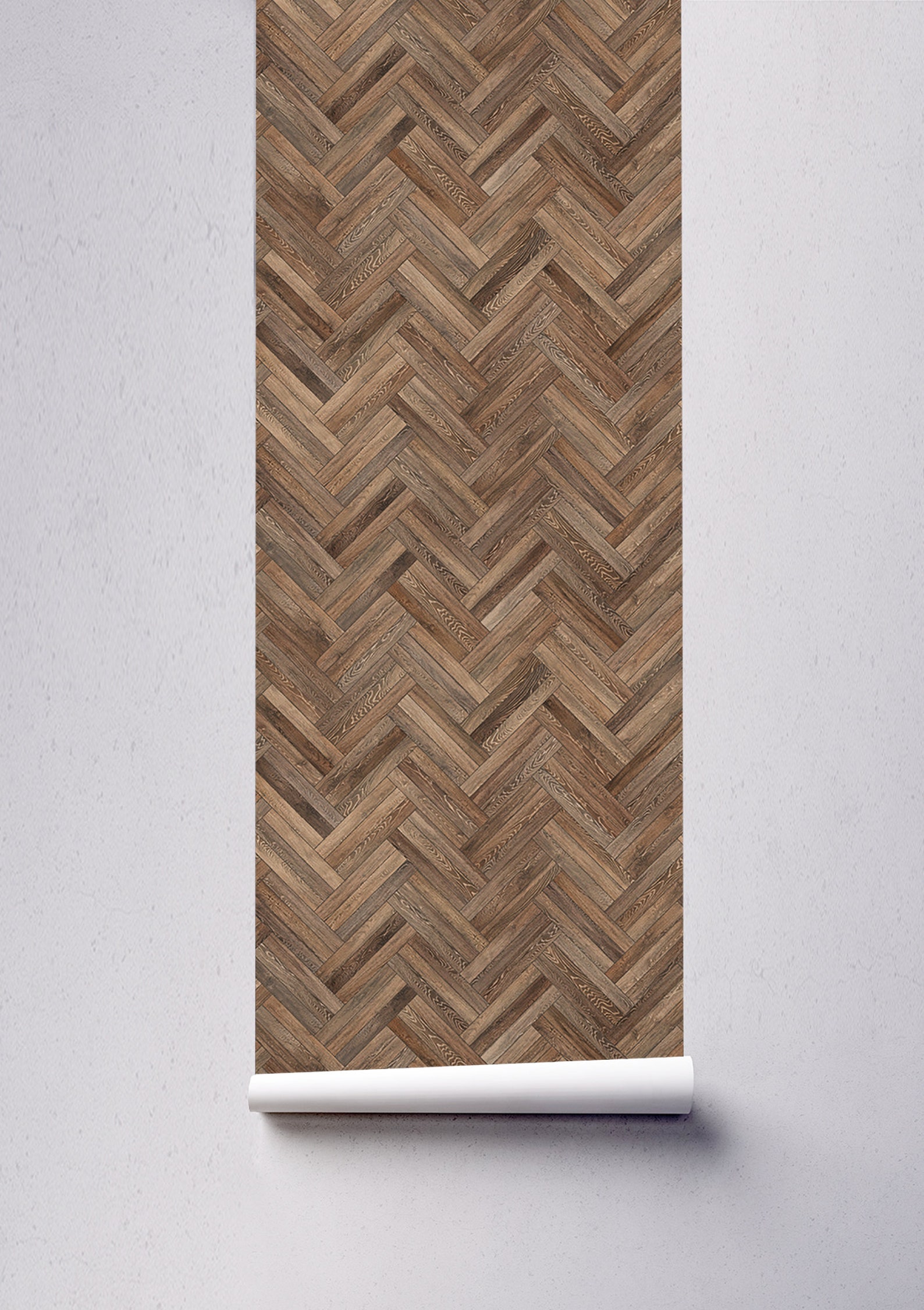 Dark Wood Herringbone Wallpaper Peel and Stick Wallpaper Etsy