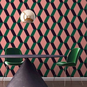 Mid-century wallpaper, retro wallpaper, abstract geometric wallpaper, peel and stick, vinyl, wall decor, removable or traditional wallpaper