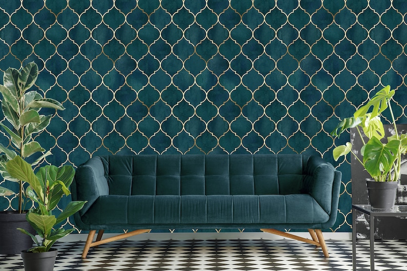 Moroccan Wallpaper Peel and Stick Wall Mural Geometric Etsy