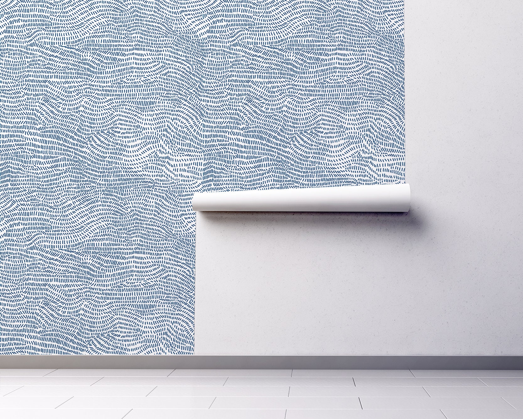 Abstract Self Adhesive Wallpaper Hand Drawn Pattern With Blue | Etsy