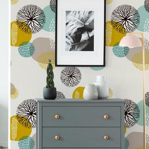 Boho Art Style Wallpaper, Self Adhesive Wallpaper, Abstract Hand Drawn