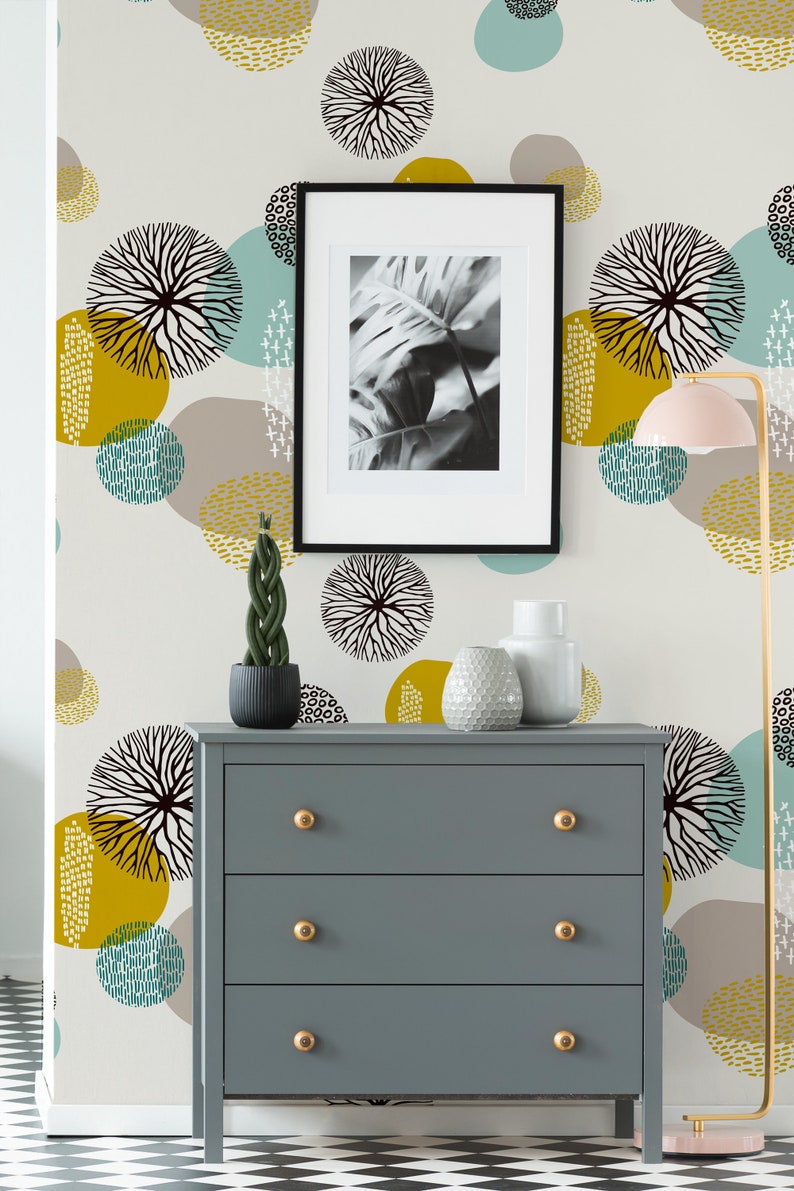 Boho Art Style Wallpaper Self Adhesive Wallpaper Abstract Etsy