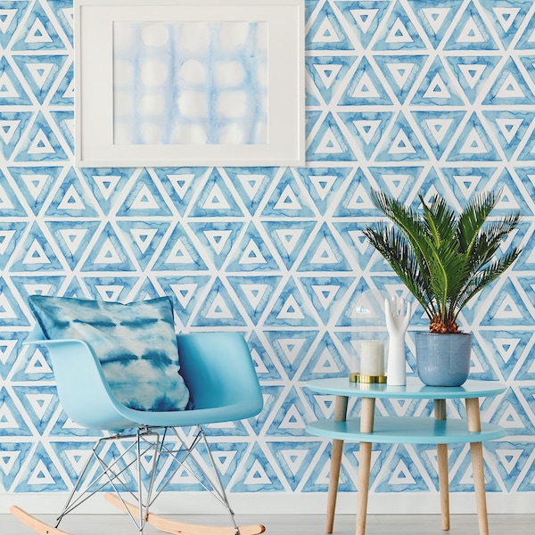 Blue Temporary Wallpaper Etsy