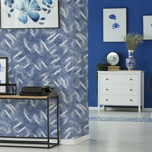 Abstract Self Adhesive Wallpaper, Hand Drawn Pattern With Blue Spots ...