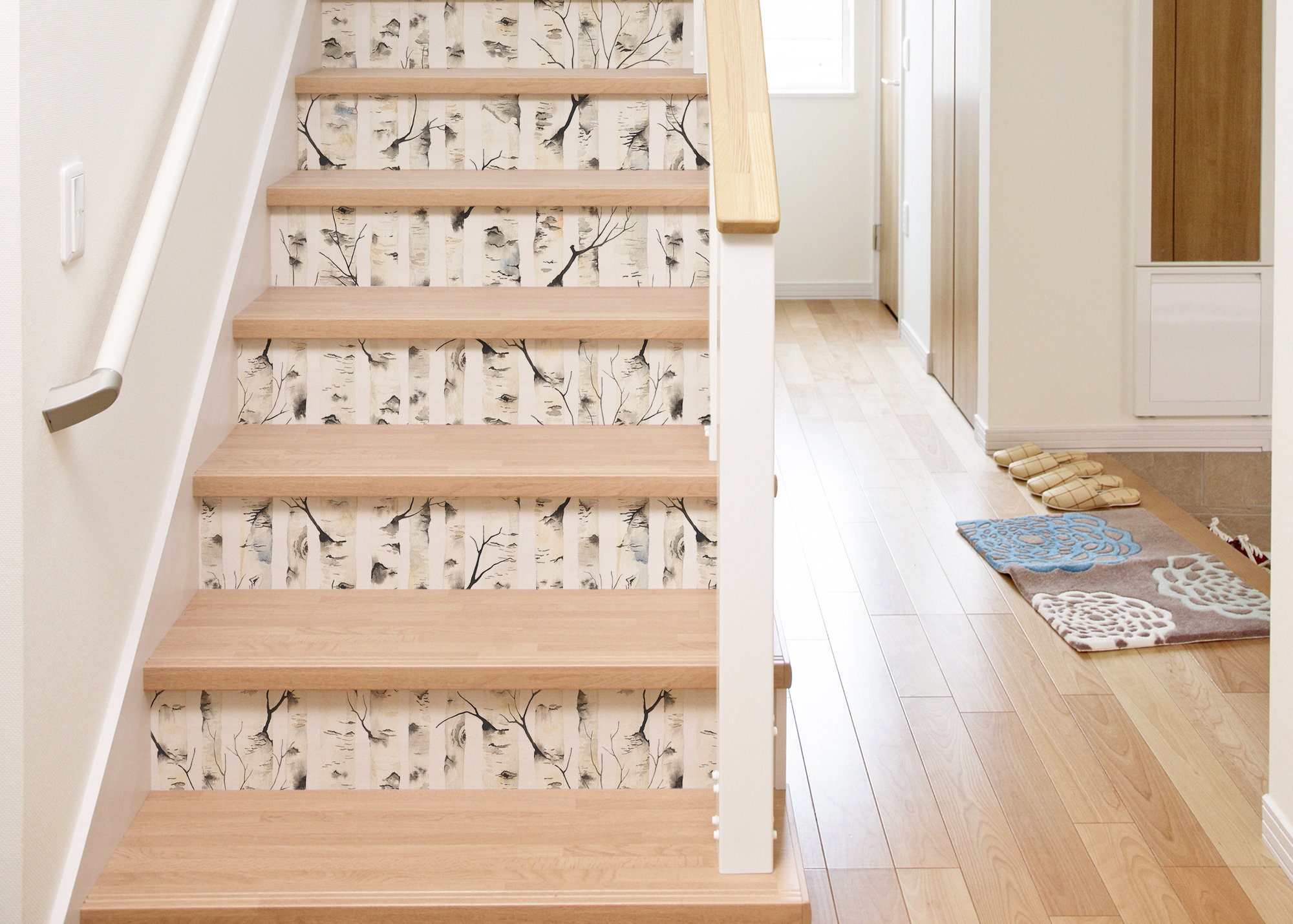 Birch Tree Removable Stair Riser Decals 10 Stickers Set Leaf | Etsy