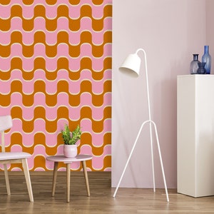 Retro geometric wallpaper, mid-century wallpaper, abstract wallpaper, peel and stick, vinyl, wall decor, removable or traditional wallpaper
