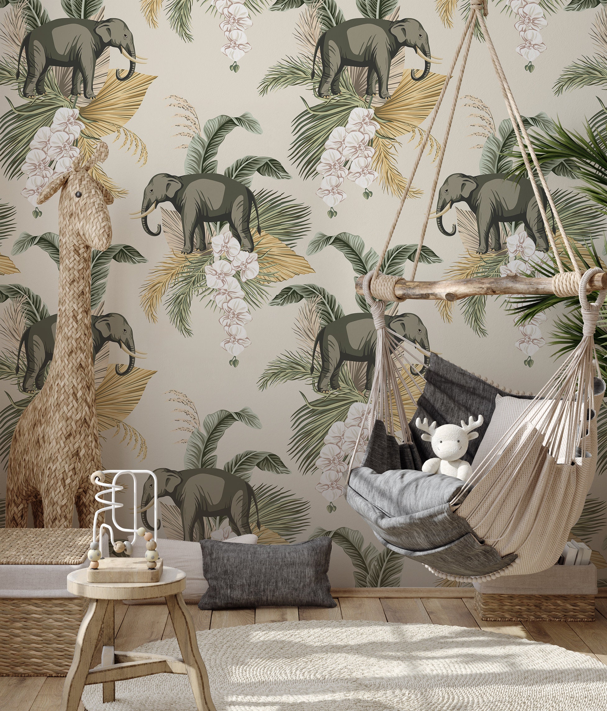 Elephant Wallpaper Repositionable Peel and Stick Tropical Elephant Wallpaper Repositionable Peel and Stick Tropical