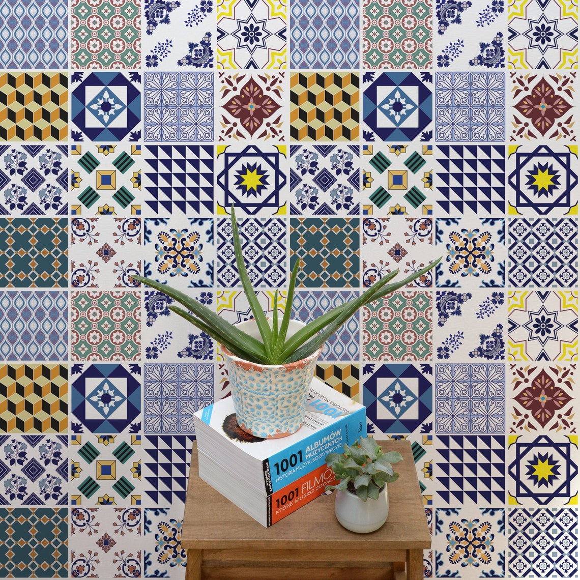 Spanish Tile Removable Repositionable Wallpaper Peel and Etsy UK