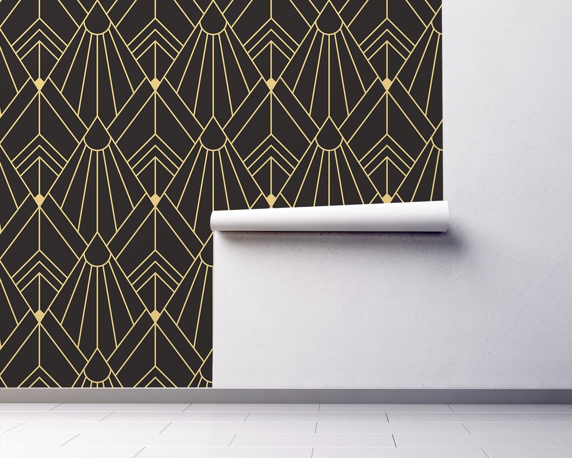 Art Deco Wallpaper Peel and Stick Wall Mural Geometric Etsy Canada