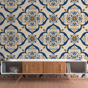 Carta da parati geometrica mandala, decorazioni per la casa con motivi vintage, decorazioni murali, stacca e incolla o vinile, decorazioni murali, carta da parati rimovibile o tradizionale