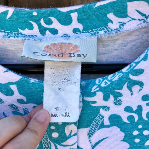 80s Coral Bay Womens White & Teal Blue Beach Romp… - image 5