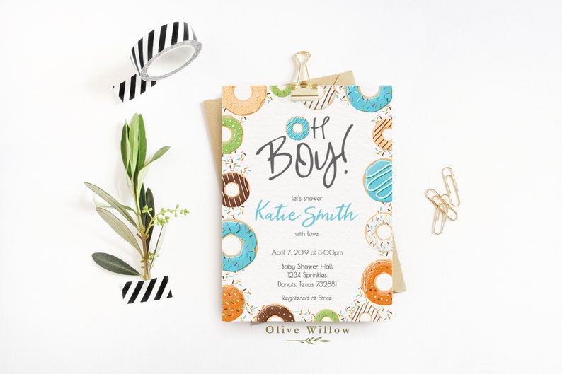 Donut Baby Shower Invitation Oh Boy