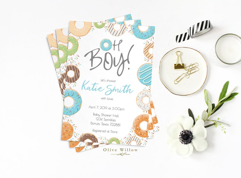 Donut Baby Shower Invitation Oh Boy