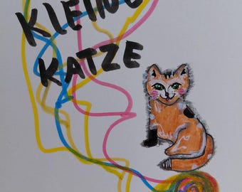 Gato pequeno, desenho original, arte humorística