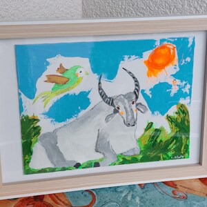 Paz, cuadro de animales, cuadro original sobre lienzo acrílico.