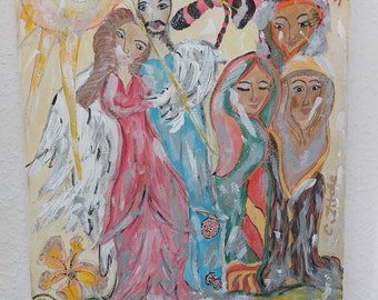 Expressive figurative original canvas picture or art print can be selected