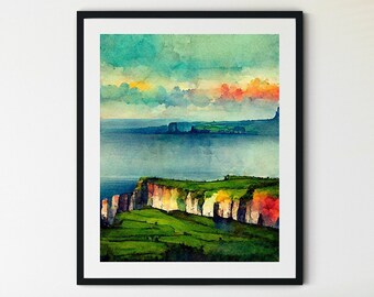 Cliffs of Moher Travel Print, irische Landschaft, Cliffs of Moher Poster Print, Cliffs of Moher Fotografie, Irland Print, Irland Wandkunst