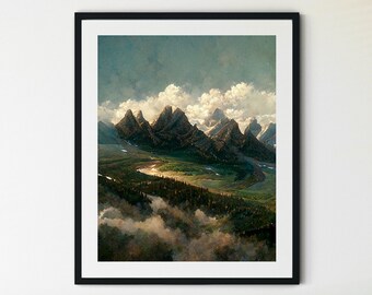 Rocky Mountain Print, Rocky Mountains Canada Wall Art Print, Rocky Mountain Art, Rocky Mountains Poster, Canadian Rockies Print