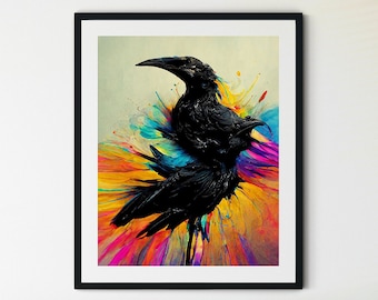 Crow Printable, Witchcraft Printables, Gothic Prints, Printable Raven, Black Bird Poster, Raven Poster, Raven Art Print, Gothic Decor