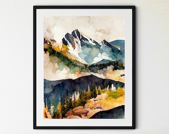 Rocky Mountain Print, Rocky Mountains Canada Wall Art Print, Rocky Mountain Art, Rocky Mountains Poster, Canadian Rockies Print