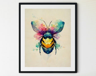 Honey Bee Print, Queen Bee Wall Art, Beekeeping Prints, Bumble Bee Print, Gardener’s Gift, Beekeeper Gift, Bee Art Print, Insect Wall Art