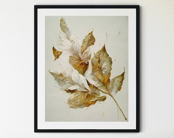 Leaf Art, Botanical Print, Watercolor Botanical Print, Leaf Wall Art, Plant Poster, Foliage Greenery, Fall Leaf Print, Leaf Printable