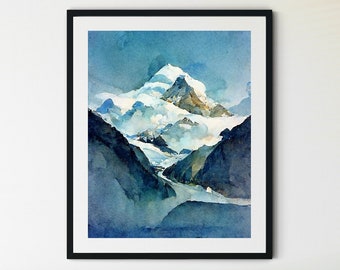 Swiss Alps, Mountain Wall Decor, Snowy Landscape Art, Mountain Print, Landscape Print, Mountain Wall Art, Mountain Art Print, Switzerland