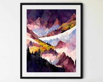 Maroon Bells Print, Colorado Wilderness Print, Maroon Bells Art, Colorado Landscape, Mountain Wall Art, Aspen Wall Art, Mountain Art