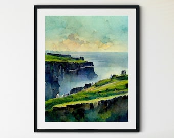 Cliffs of Moher Travel Print, irische Landschaft, Cliffs of Moher Poster Print, Cliffs of Moher Fotografie, Irland Print, Irland Wandkunst