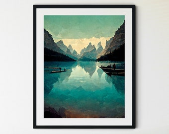 Moraine Lake Watercolor Print, Moraine Lake Print, Banff National Park Print, Banff National Park Poster, Lake Painting, Lake Artwork
