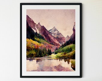 Maroon Bells Print, Colorado Wilderness Print, Maroon Bells Art, Colorado Landscape, Mountain Wall Art, Aspen Wall Art, Mountain Art