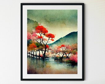 Arashiyama Print, Kyoto Wall Art, Kyoto Japan Print, Kyoto Travel Poster, Japanese Art Print, Japanese Wall Art, Japan Wall Art, Japan Print