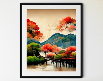 Arashiyama Print, Kyoto Wall Art, Kyoto Japan Print, Kyoto Travel Poster, Japanese Art Print, Japanese Wall Art, Japan Wall Art, Japan Print