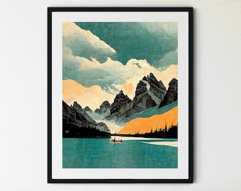 Moraine Lake Watercolor Print, Moraine Lake Print, Banff National Park Print, Banff National Park Poster, Lake Painting, Lake Artwork