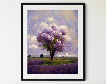 Lone Tree Print, Oak Tree Painting, Landscape Print, Landscape Wall Art, Nature Print, Oak Tree Photo Print, Farmhouse Decor, Landscape Art