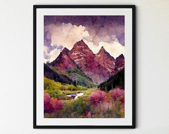 Maroon Bells Print, Colorado Wilderness Print, Maroon Bells Art, Colorado Landscape, Mountain Wall Art, Aspen Wall Art, Mountain Art