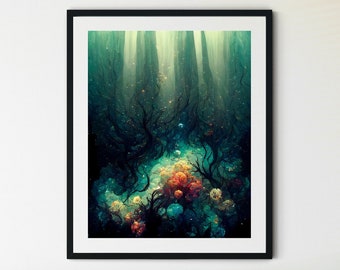 Deep Sea Art, Deep Sea Prints, Under the Sea, Creatures of the Sea, Sea Life Poster, Sea Life Print, Sea Poster, Sea Wall Art, Sea Life Art