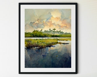 Everglades National Park Druck, Everglades National Park Vintage Stil Reiseposter, Florida Reisedruck, Florida Everglades Druck