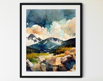 Rocky Mountain Print, Rocky Mountains Canada Wall Art Print, Rocky Mountain Art, Rocky Mountains Poster, Canadian Rockies Print