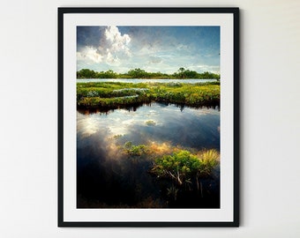 Everglades National Park Druck, Everglades National Park Vintage Stil Reiseposter, Florida Reisedruck, Florida Everglades Druck