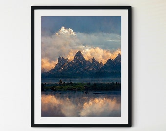 Grand Teton Print, Grand Teton Art, Wyoming Wall Art, Travel Poster, Grand Teton National Park Poster, National Park Print, Wyoming Print