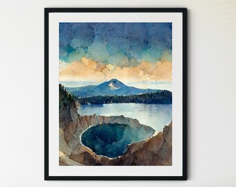 Park Narodowy Crater Lake Wydruk, Plakat Park Narodowy, Wydruk Oregon, Sztuka Pacyfiku Północno-Zachodniego, Sztuka Parku Narodowego, Plakat Podróżniczy, Plakat WPA