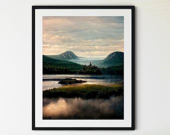 Acadia National Park Print, National Park Art, Maine Acadia National Park, Bass Harbor Print, Lighthouse Retro Travel Poster, Maine Print
