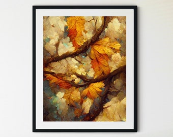 Stampa del paesaggio autunnale, arte della parete autunnale, arte della parete stampabile del paesaggio autunnale, pittura in stile vintage autunnale, decorazione della parete autunnale, stampa autunnale