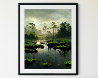 Everglades National Park Druck, Everglades National Park Vintage Stil Reiseposter, Florida Reisedruck, Florida Everglades Druck